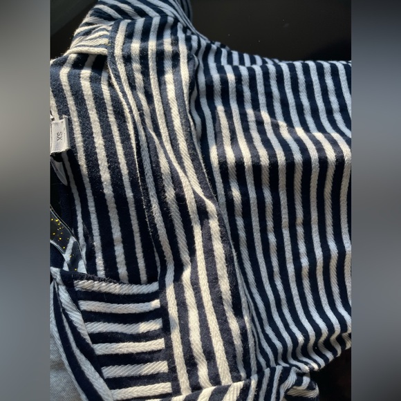 Liz Claiborne - XS - Vintage Square Neck Navy and White Stripe Top - Picture 2 of 5